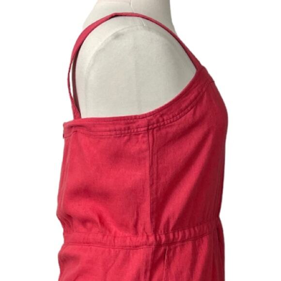 Gap Women's Romper Pink Adjustable Straps Linen Blend Salmon Pink New Size 14 - Picture 7 of 13